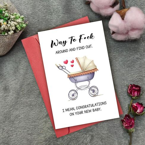 Sarcastic Baby Shower Card, Funny New Baby Congrats Card for New Parents, Stroller Congratulations Card for New Baby, Rude Newborn Card for New Mom New Dad in Kuwait