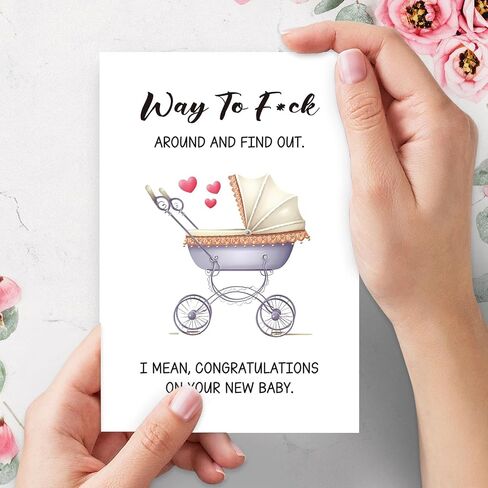 Sarcastic Baby Shower Card, Funny New Baby Congrats Card for New Parents, Stroller Congratulations Card for New Baby, Rude Newborn Card for New Mom New Dad in Kuwait