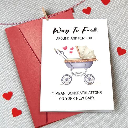 Sarcastic Baby Shower Card, Funny New Baby Congrats Card for New Parents, Stroller Congratulations Card for New Baby, Rude Newborn Card for New Mom New Dad in Kuwait