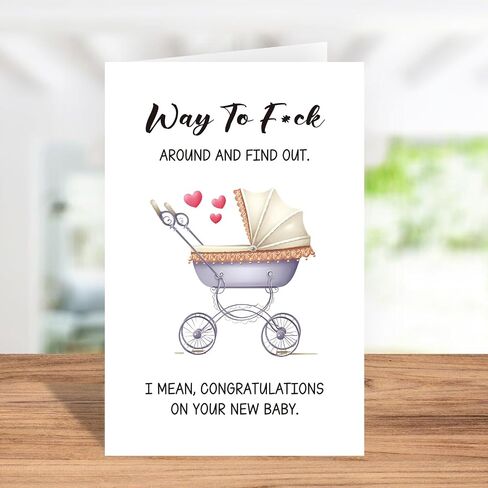 Sarcastic Baby Shower Card, Funny New Baby Congrats Card for New Parents, Stroller Congratulations Card for New Baby, Rude Newborn Card for New Mom New Dad in Kuwait