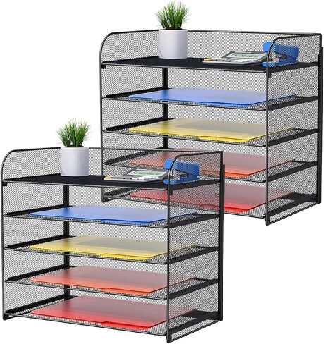 Legal/A4/Letter Size Desk Paper Organizer Desktop File Organizer Document Sorter, 5 Tier Mesh Letter Tray File Folder Holder Office Accessories Organization in Saudi Arabia
