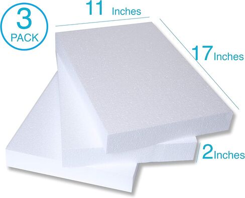 Silverlake Craft Foam Block - 3 Pack of 11x17x2 EPS Polystyrene Blocks for Crafting, Modeling, Art Projects and Floral Arrangements - Sculpting Sheets for DIY School & Home Art Projects in Saudi Arabia