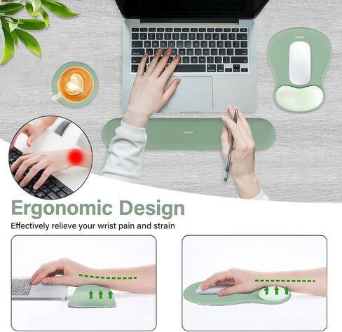 Mossoo Wrist Rest Prest for Mouse Pad & Keyboard Set ، Mousepad & Corced Mousepad & Coaster Base Base Base Base/Office Cushion سهلة مع قطعة قماش ناعمة ورغوة للذاكرة المقعرة والأرجواني والأرجواني in Saudi Arabia