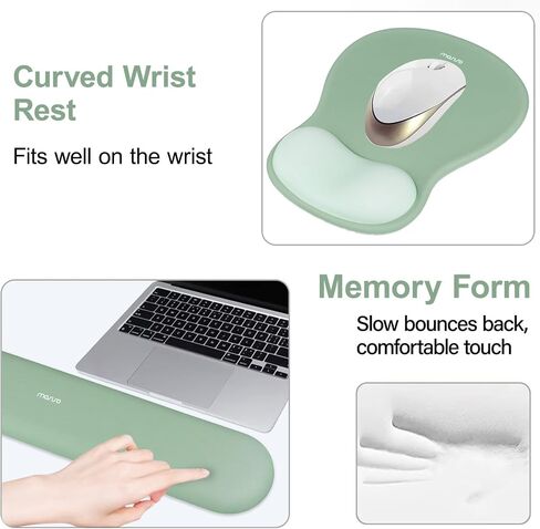 Mossoo Wrist Rest Prest for Mouse Pad & Keyboard Set ، Mousepad & Corced Mousepad & Coaster Base Base Base Base/Office Cushion سهلة مع قطعة قماش ناعمة ورغوة للذاكرة المقعرة والأرجواني والأرجواني in Saudi Arabia