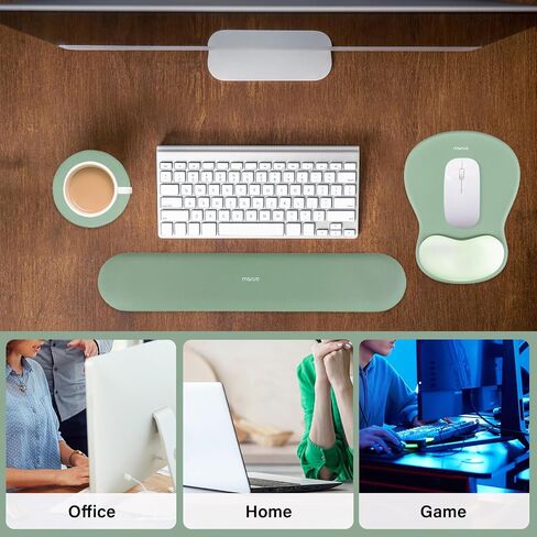 Mossoo Wrist Rest Prest for Mouse Pad & Keyboard Set ، Mousepad & Corced Mousepad & Coaster Base Base Base Base/Office Cushion سهلة مع قطعة قماش ناعمة ورغوة للذاكرة المقعرة والأرجواني والأرجواني in Saudi Arabia