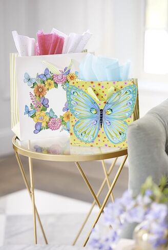 Papyrus 8.5" Medium Gift Bag - Designed by Bella Pilar (Butterflies and Flowers) for Birthdays, Weddings, Bridal Showers, Baby Showers and All Occasions (1 Bag) in Kuwait