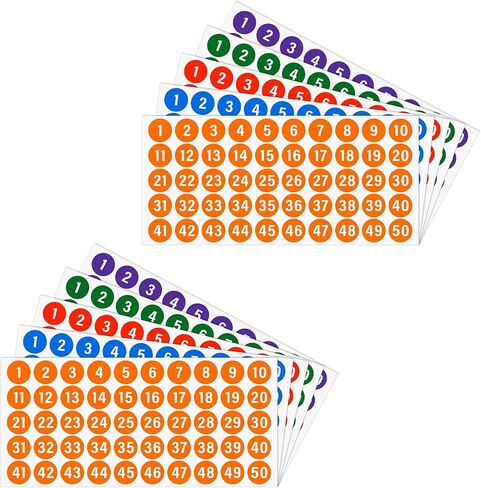 10 Sheets 1 to 50 Number Stickers Colorful Vinyl Consecutive Numbers Stickers 1 Inch Round Tiny Number Stickers Decal for Indoor and Outdoor Waterproof Labels Self Adhesive Number Inventory Stickers in Kuwait