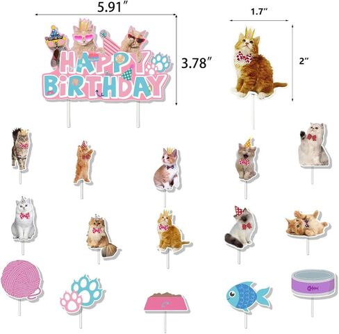 TSJ Cat Happy Birthday Banner, Cat Faces Banner, Cat Bunting Garland for Kitty Theme Birthday Party Baby Shower in Kuwait