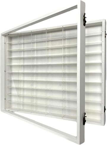 SpaceApe Wall Mount Display Case for Hot Wheels, with Dust Resistant Door, Acrylic Shelves, 1/64 Scale Diecast Model Cars Display Storage Organizer Case, White and Black, Stores up to 60 Cars (White) in Saudi Arabia