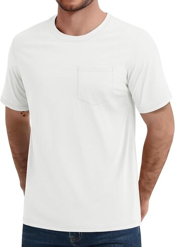 TACVASEN Mens Pocket T Shirts Cotton Short Sleeve Moisture Wicking Casual Crew Neck Tshirts in Kuwait