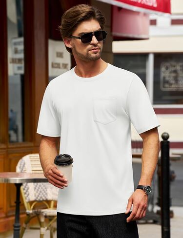 TACVASEN Mens Pocket T Shirts Cotton Short Sleeve Moisture Wicking Casual Crew Neck Tshirts in Kuwait