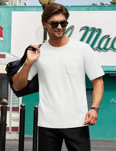 TACVASEN Mens Pocket T Shirts Cotton Short Sleeve Moisture Wicking Casual Crew Neck Tshirts in Kuwait
