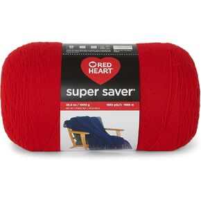Red Heart Super Saver 1000gm Cherry RED Yarn - 1 Pack of 35.2oz/998g - 100% Acrylic - #4 Worsted (Medium) - 1860 Yards for Knitting, Crocheting, Crafts & Amigurumi