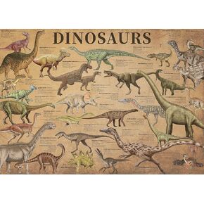 Dinosaur Puzzle 1000 Pieces for Adult, Vintage Dinosaur Jigsaw Puzzles Includes Major Dinosaur Groups, Animal Puzzle as Dinosaur Souvenir