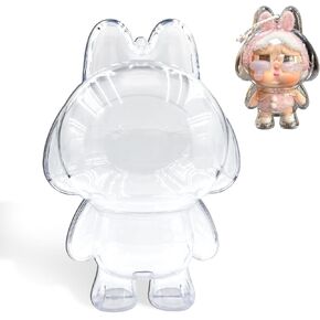 Protective Case for Crybaby Tears Factory Series,Transparent Acrylic Display Box with Silicone Strap White for Storage Hanging Doll-Clear（Doll Not Include）