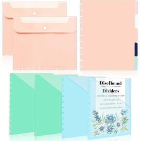Letter Size Discbound Pocket Dividers Planner Pocket Inserts 11 Disc Pocket Inserts Disc Planner Cover Discbound Notebook Accessories Discbound Pocket Folders 8.5 x 11inch for Office (4 Styles (17)
