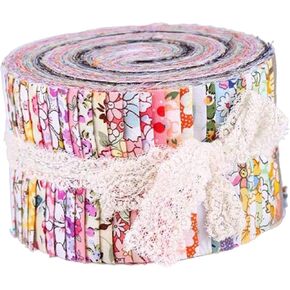 36 Pieces Jelly Fabric Roll 2.5 Inch Roll up Fabric Quilting Strips Floral Printed Craft Fabric Bundle Precut Patchwork with Assorted Patterns, Floral