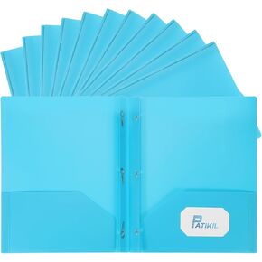 PATIKIL Pocket Folders with Prongs, 12 Pcs Heavy Duty Plastic Paper Folders with 3 Fasteners Pocket Paper File Folders Fit Letter Size Paper for Resume Documents Files Letters, Pink in Kuwait