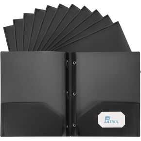 PATIKIL Pocket Folders with Prongs, 12 Pcs Heavy Duty Plastic Paper Folders with 3 Fasteners Pocket Paper File Folders Fit Letter Size Paper for Resume Documents Files Letters, Pink
