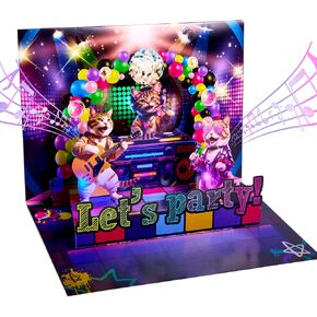 Musical Birthday Card with Music Tik Tok, LED Light Projection, Pop Up Birthday Card, Happy Birthday Gift Card with Envelope, Singing Birthday Decoration for Women, Men, Girl, Boy, Friend