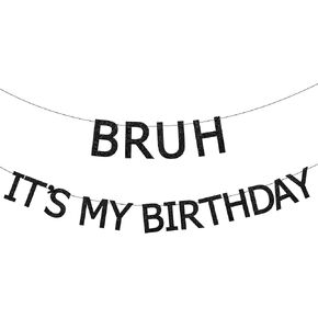 Sursurprise Bruh It’s My Birthday Decorations, Blue Bruh It’s My Birthday Banner, Preteen and Teen Boy Birthday Decor, Bruh Birthday Party Supplies