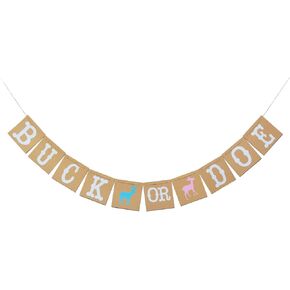 Qttier Buck أو Doe Banner Garland لزينة استحمام الطفل ، تكشف الجنس عن جوازات إعلان الحمل