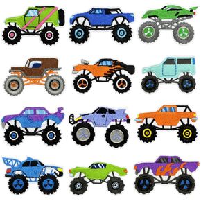 12PCS Transportation Truck Iron on Patches Sew Iron on Applique Embroidered Patches, Pickup Truck Iron on Patches for Clothing, Bags, Hats, Jackets, Jeans, Accessory Craft, DIY Christmas Decoration