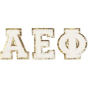 Sorority Shop Alpha Epsilon Phi Chenille Letter Stickers - Adhesive Back, Set of 3 Greek Letters