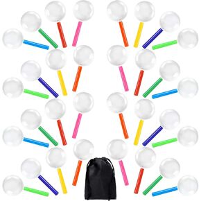 Elcoho 24 Pack Magnifying Glasses for Young People Plastic Colorful Magnifying Glasses for Party Favors Educational Toys with Storage Bag, 8 Colors