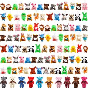 106 Packs Mini Stuffed Animals Teddy Bear Toys Bulk Small Plush Animals Tiny Teddy Bear Keychain for Kids Animal Themed Party Favors Children's Day Birthday Gifts
