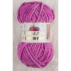 Himalaya Dolphin Baby Wool Bludle Yarn - Super Bulky Velvet ، 5x100 Gram ، 500 Gram (17،63 Oz) ، 655 yd (600m) ، Crochet Yarn