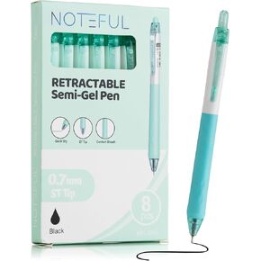 Retractable Semi Gel Pens Clicker, Fine Point 0.7 mm, Premium Comfort Grip for Smooth Writing Planner and School Supplies (Blue, 1 Count (Pack of 8))