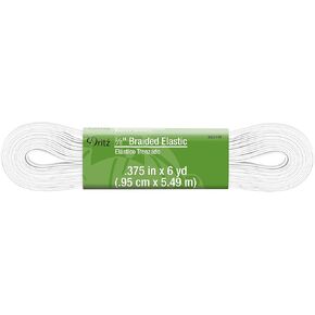 Dritz 9531W Braided Elastic, 3/8-Inch x 6-Yard, White