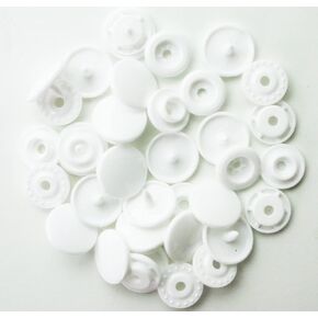 BetterJonny 200 Sets KAM Extra Long Prong Plastic Snaps, Size 20 T5 Glossy Round Resin Plastic Fasteners No-Sew Buttons for Clothing Crafts (White)