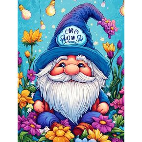 Bimkole 5D Diamond Art Kits for Adults Gnome, Full Drill DIY Rhinestone Embroidery Set Paint with Diamonds Art Flower by Number Kits Cross Stitch Home Wall Craft Decor 12x16 Inch