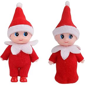 2 PCS Mini Baby Elf Twins Kindness Elves Craft Set Decoration Tiny Dolls for Girls Boys Kids Adults (Pack of 2 Pieces Red)