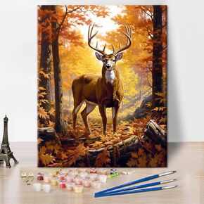 TUMOVO Paint by Number for Adults Canvas, Deer Paint by Numbers, Animals in The Forest Paint by Number, Deer Painting by Numbers for Adults DIY Painting Kits Home Wall Decoration, 16 x20 Inch in Kuwait