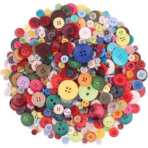 YAKA 600-800 Pcs Assorted Mixed Color and Size Resin Buttons 2 and 4 Holes Round Children's Manual Button Painting Craft for Sewing DIY Handmade Ornament,Decorations(Multicolored)
