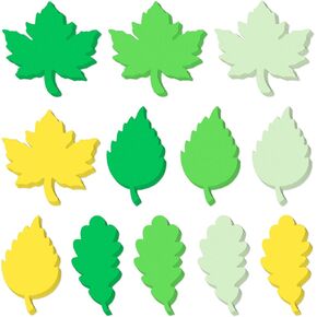 MixTeach 360 Pcs Spring Leaf Paper Cutouts Assorted Green Color Leaf Cut Outs 4 Inch Paper Maple Oak and Birch Leaves Shape Die Cut for Classroom Bulletin Board DIY Craft Project Party Wall Decoration