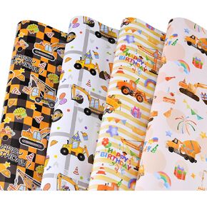 Titiweet Race Car Wrapping Paper - 6 Large Sheets Race Car Checkred Flag Birthday Wrapping Paper for Boys Girls, 39.4 x 27.6 Inches Per Sheet (Race Car Birthday)