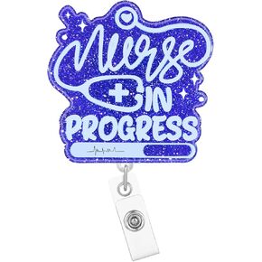 SW Social Worker Badge Reel Retractable Nursing Nurse Badge Holder with ID Clip Accessories RN CNA Doctor Hospital Medical Assistant Glitter Acrylic Name Badge Clip ID Card Gj67I6