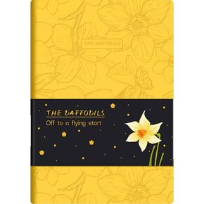 Soft Cover Notebook, A5 Journal, 6"x8" Lined Notebook for Writing, Wide Ruled Journal, PU Leather Softcover Journal, Gifts for Women, Yellow Daffodil