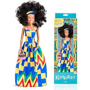 Edith - Our Queens Black Doll Set - Brown/Black Afro Doll w/Movable Joints - Lovely 12.5" Dark Skin & Diversity Dolls - Vinyl Dolls for Girls with African Heritage Style Outfit