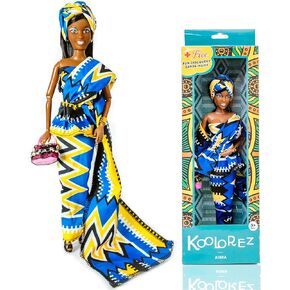 Maribel - Our Queens Black Doll Set - Brown/Black Afro Doll w/Movable Joints - Lovely 12.5" Dark Skin & Diversity Dolls - Vinyl Dolls for Girls with African Heritage Style Outfit