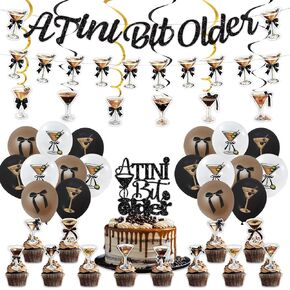 Espresso Martini Birthday Party Decorations Tini Bit Older for Espresso Martini Banner Garland Cake topper Balloons for Girls Women Martini Bachelorette Bridal Shower Birthday Party Supplies