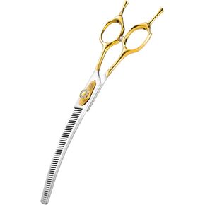 7" Curved Thinning Shears Dog Grooming –Professional 50-Teeth 440C Stainless Steel Pet Thinners Blender Scissors with Extremely Sharp Blades and Ergonomic Handle