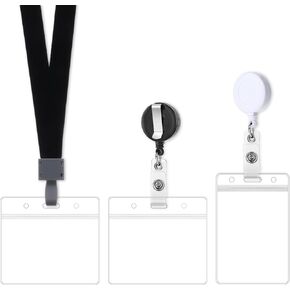 3 Pack ID Holder with Badge Reel, Waterproof ID Badge Reels with 24 Inches Pull Cord Name Tag Holder Badge Holder Retractable Clip Vertical & Horizontal Clear ID Card Holder for Staff Nurses