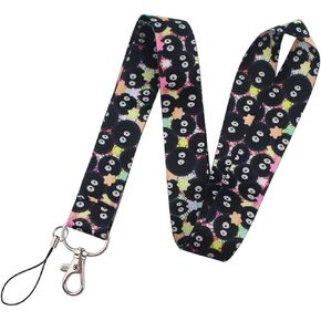 Pinstant Japan Japanese Black Chimney Soot Sprites Spirits Gremlins Dust Bunnies Cartoon Anime Cute Kawaii 17.7" Neck Lanyard Keychain Holder ID Badge Mobile Phone Pin Strap