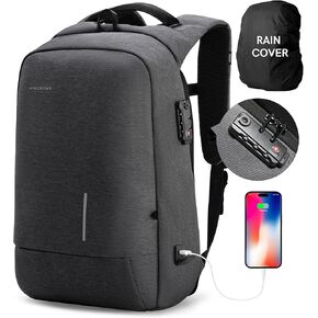 Kingsons Laptop Backpack, Large Business Travel Computer Bag with USB Charging Port Anti-Theft Water Resistant for 17.3 Inch Laptop Rucksack for men