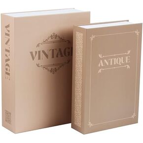 Limitless Hidden Book Safe Metal Lock Box with 3-Digit Combination Lock 2-Pack (Antique/Vintage)